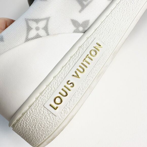 LOUIS VUITTON Frontrow Pink Monogram Sneakers Size 37 US 7 Lace Up LV Logo Low - Picture 9 of 12